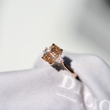 Peach Champagne Sapphire Trilogy Engagement Ring