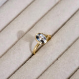 Grey Sapphire Oval Bezel Set Elevated Ring