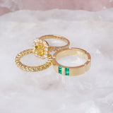 Emerald Men's Wedding Band Yellow Gold