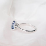 Blue Sapphire Engagement Ring Solitaire Hidden Halo