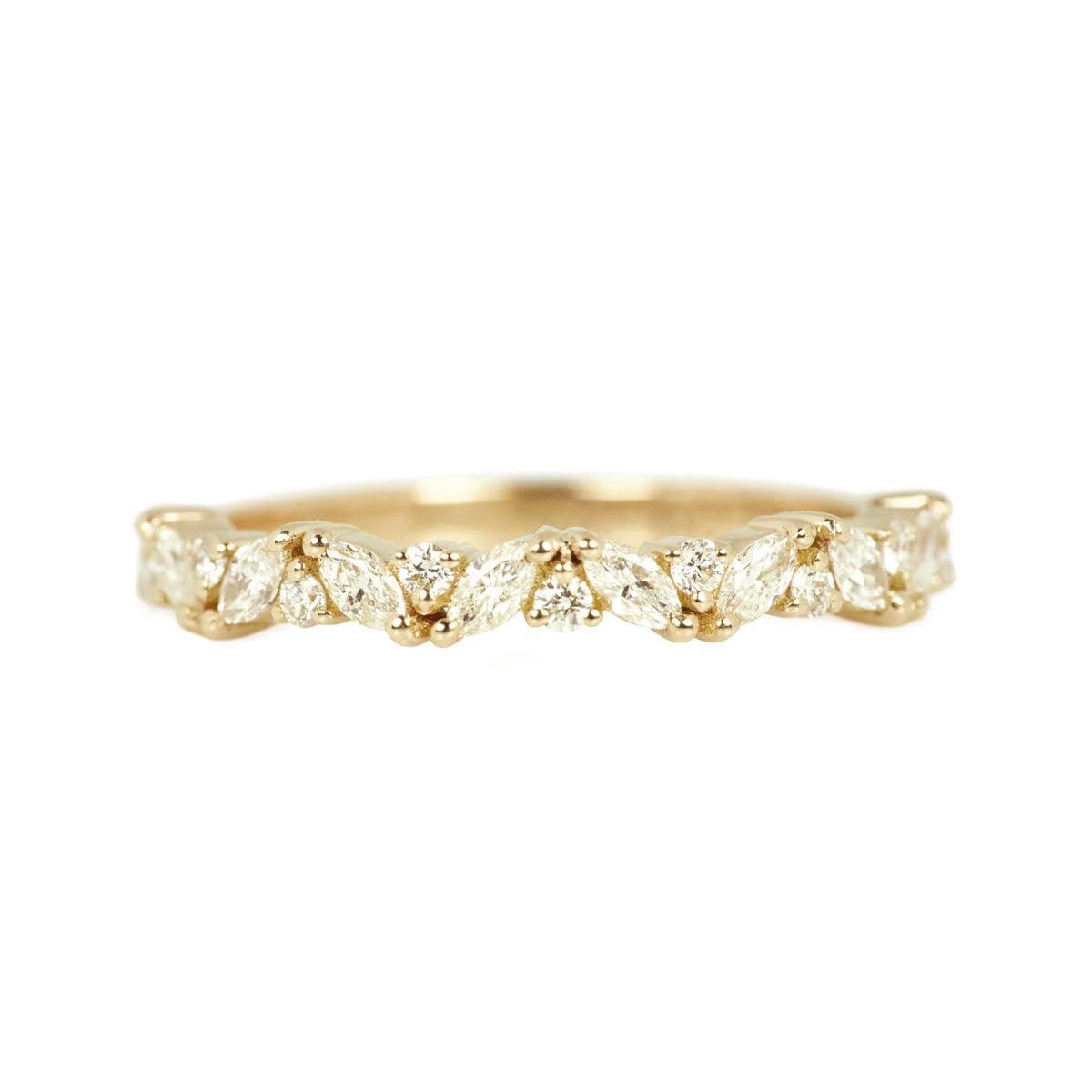 Marquise and Round Diamond Unique Wedding Band