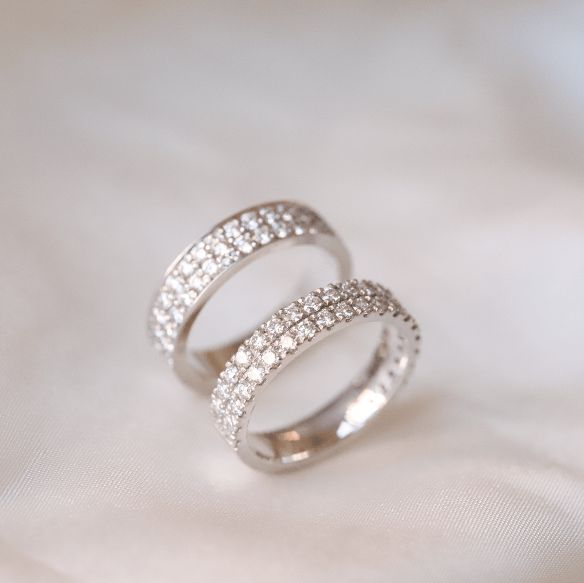Double Row Diamond Wedding Band