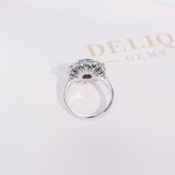 Cushion Blue Sapphire Double Halo Ring