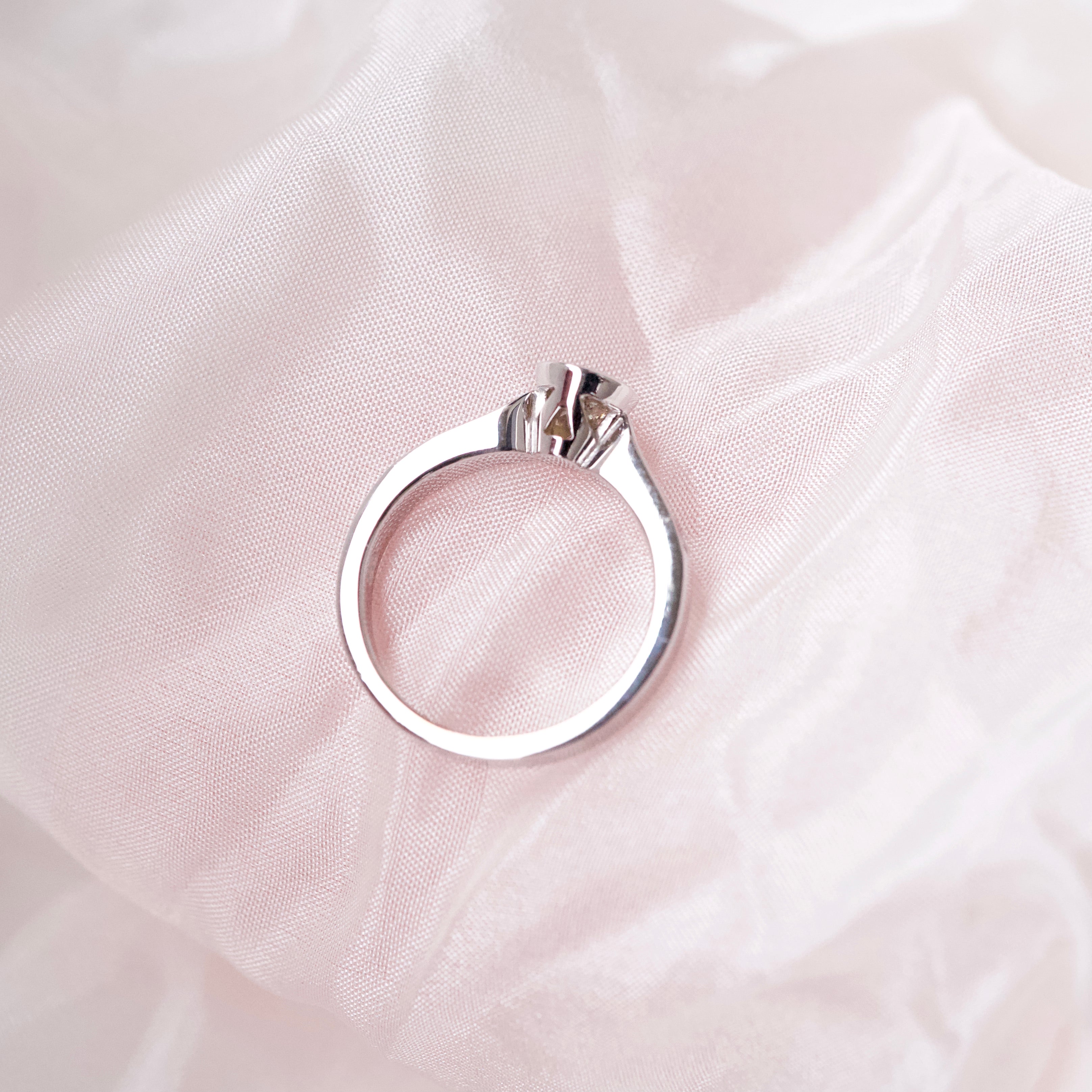 Round Diamond Bezel Set Pink Sapphire Ring