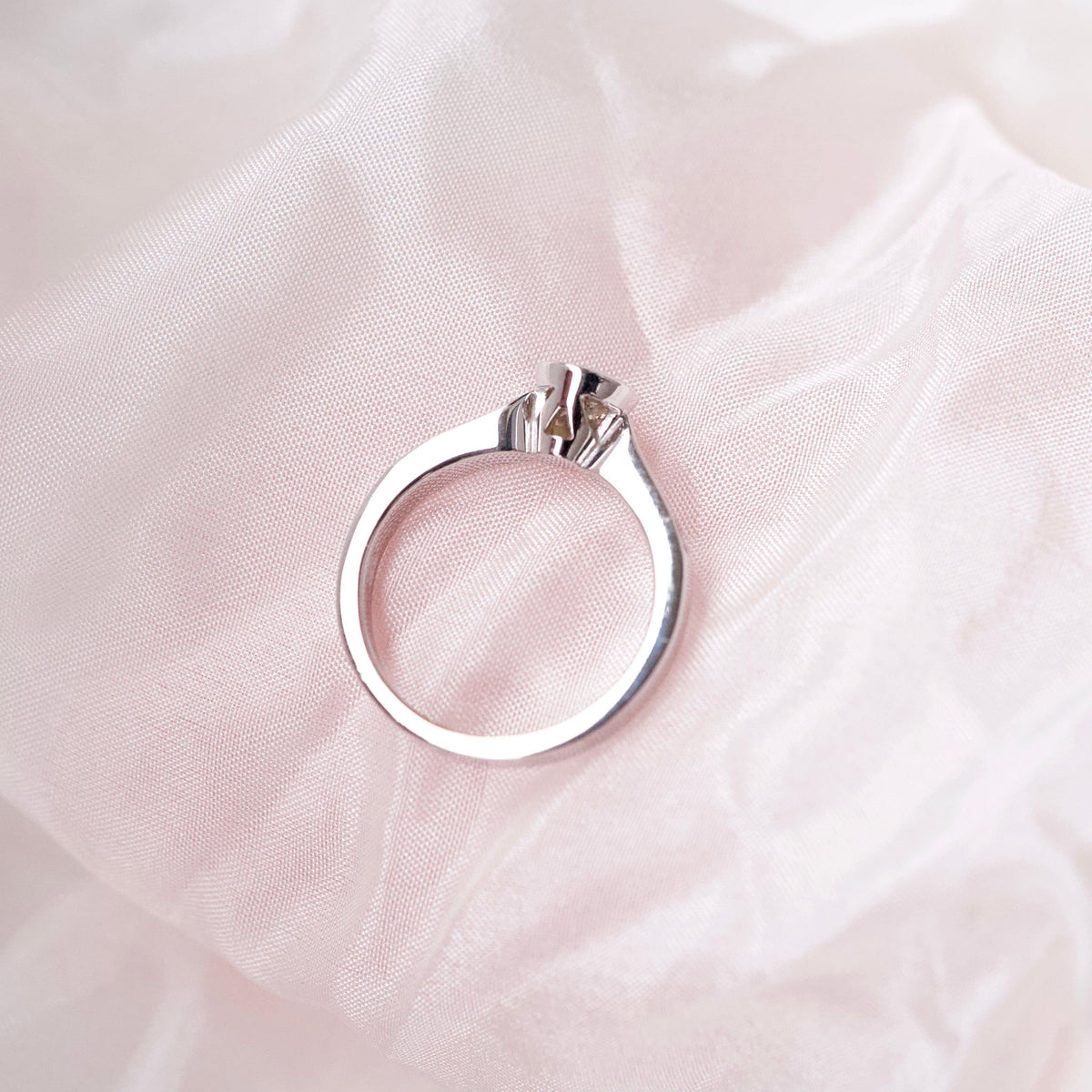 Round Diamond Bezel Set Pink Sapphire Ring