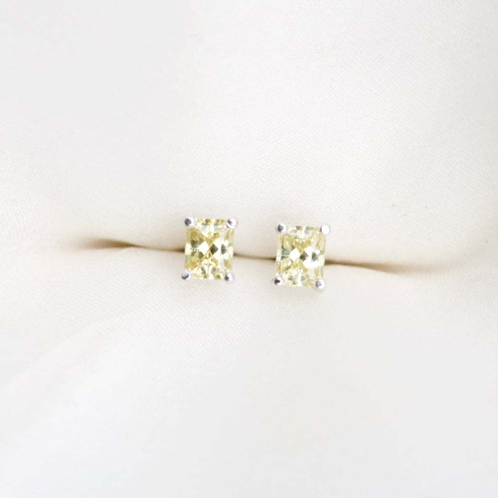 Yellow Sapphire White Gold Stud Earrings
