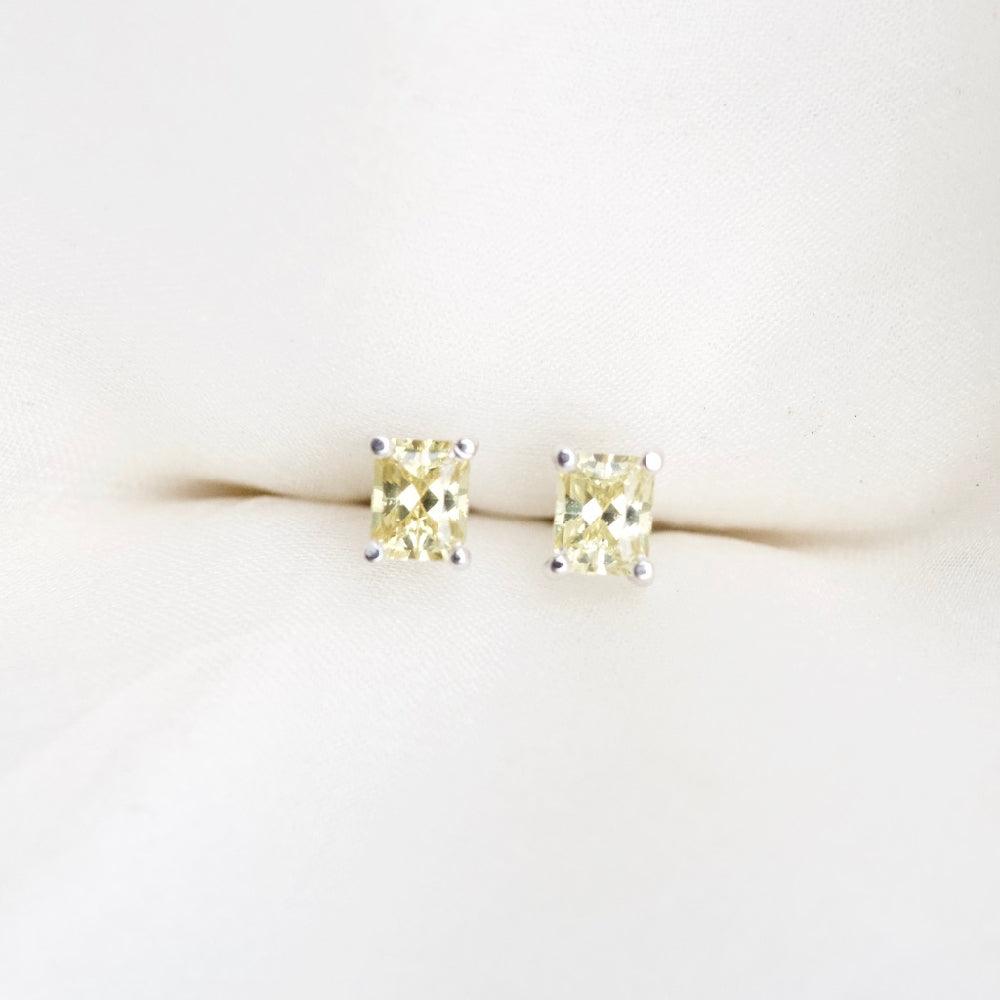 Yellow Sapphire White Gold Stud Earrings