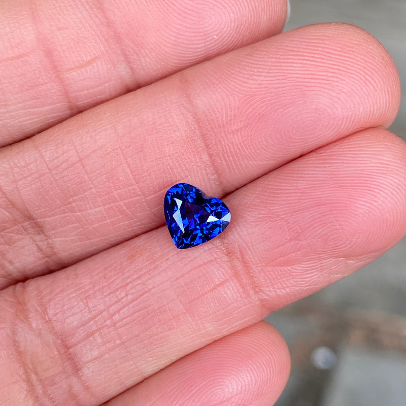 1.58 ct Royal Blue Sapphire Heart Shape Natural Heated Gems