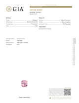 2.50 ct Pink Radiant Cut Sapphire GIA Unheated Gem