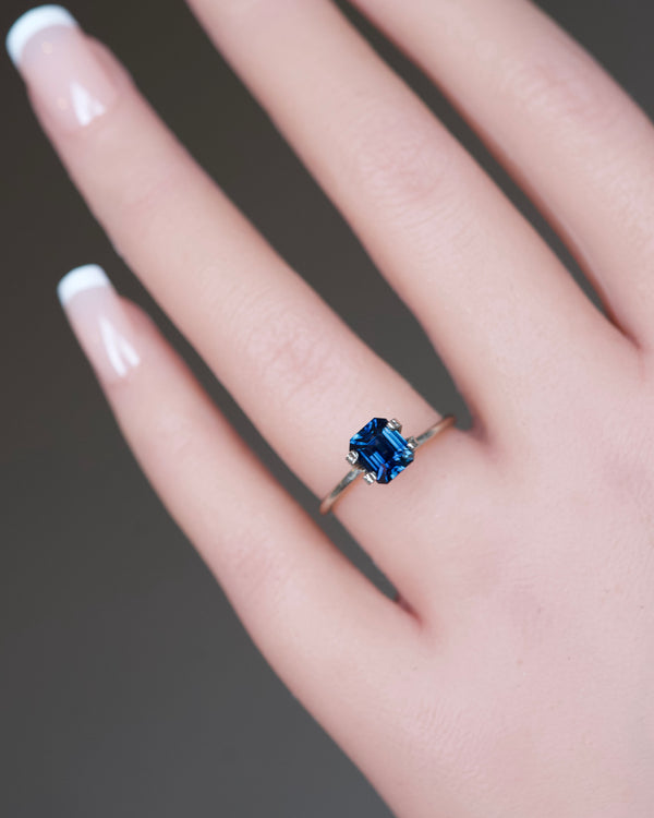 2.02 ct Greenish Blue Emerald Cut Madagascar Sapphire