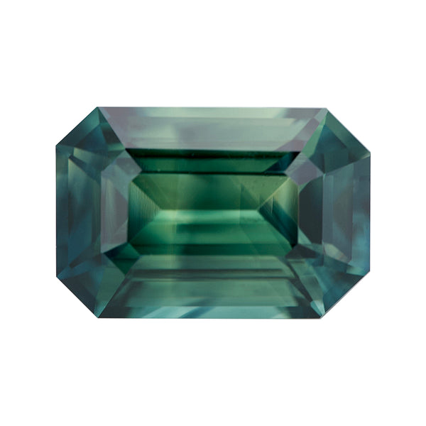 2.04 ct Bluish Green Emerald Cut Madagascar Sapphire Unheated Gemstone