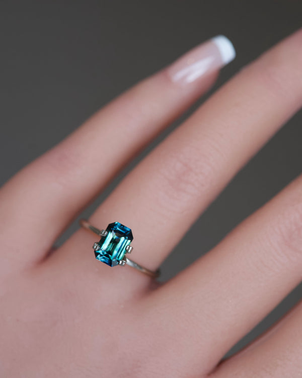 2.04 ct Bluish Green Emerald Cut Madagascar Sapphire