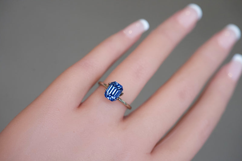 3.36 ct Blue Sapphire Emerald Cut Natural Unheated GIA Certified Gems