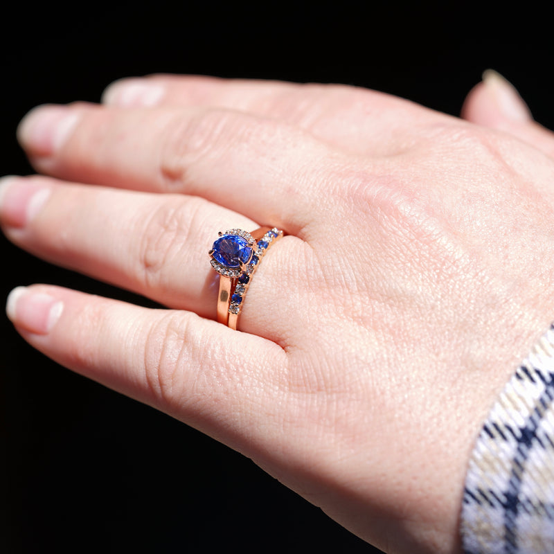 Blue Sapphire Diamond Wedding Band