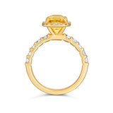 Yellow Sapphire Diamond Halo Engagement Ring on 18k Yellow Gold