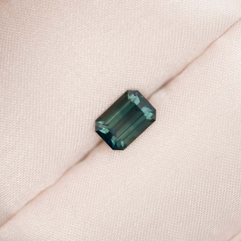 2.65 ct Bluish Green Sapphire Emerald Cut Heated Madagascar