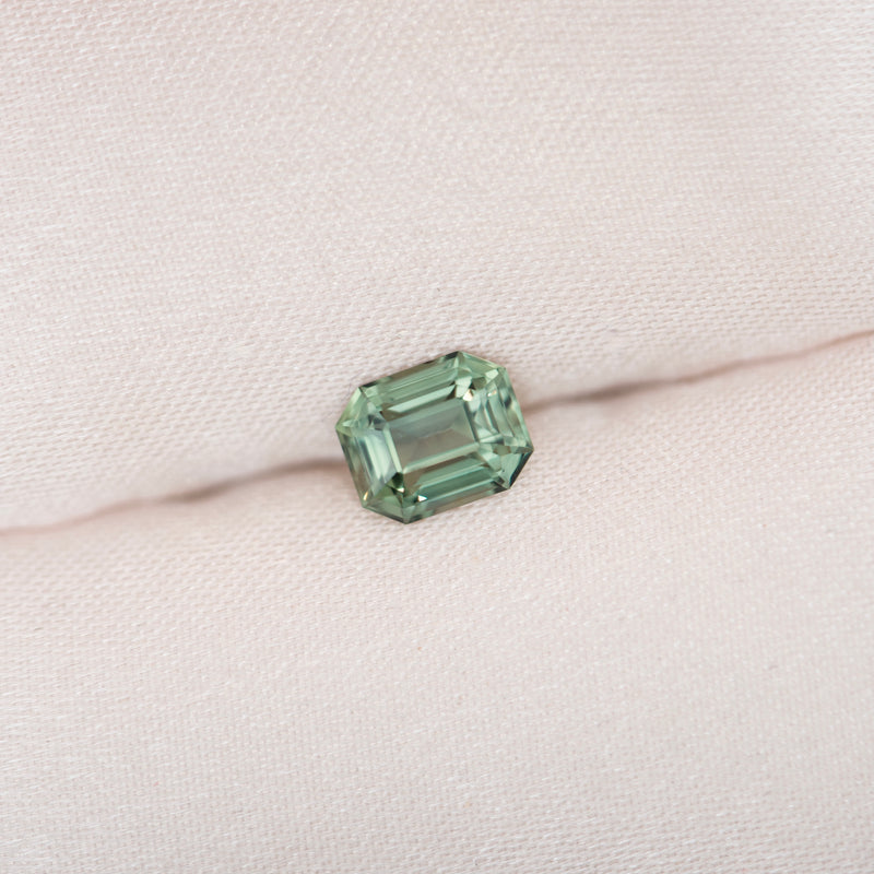 1.52 ct Mint Green Sapphire Emerald Cut Natural Unheated Madagascar