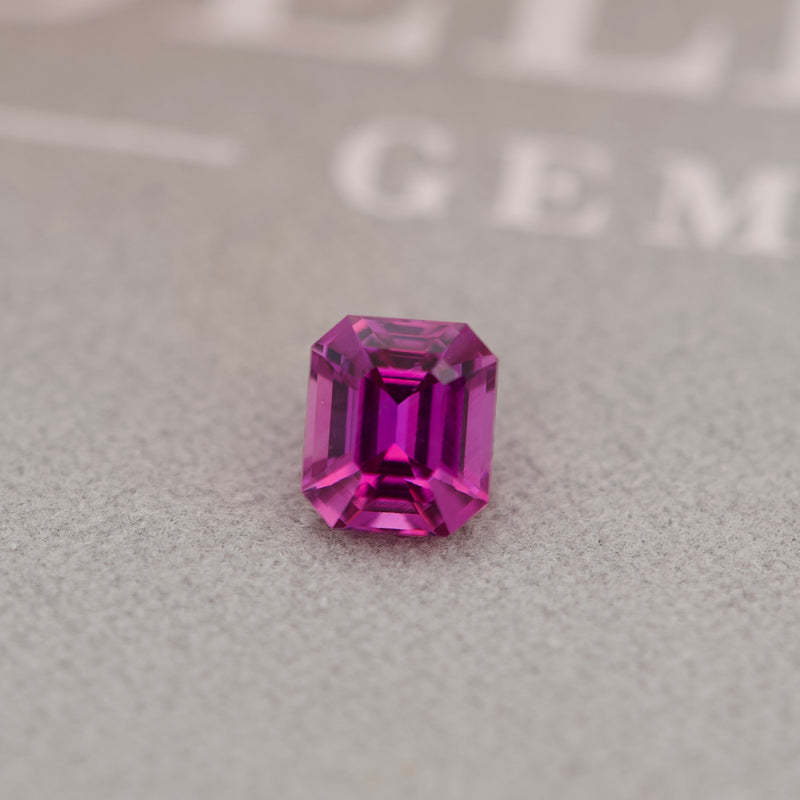 1.53 ct Vivid Pink Sapphire Emerald Cut Natural Unheated Madagascar