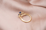 Radiant Cut Blue Sapphire Diamond Three Stone Engagement Ring