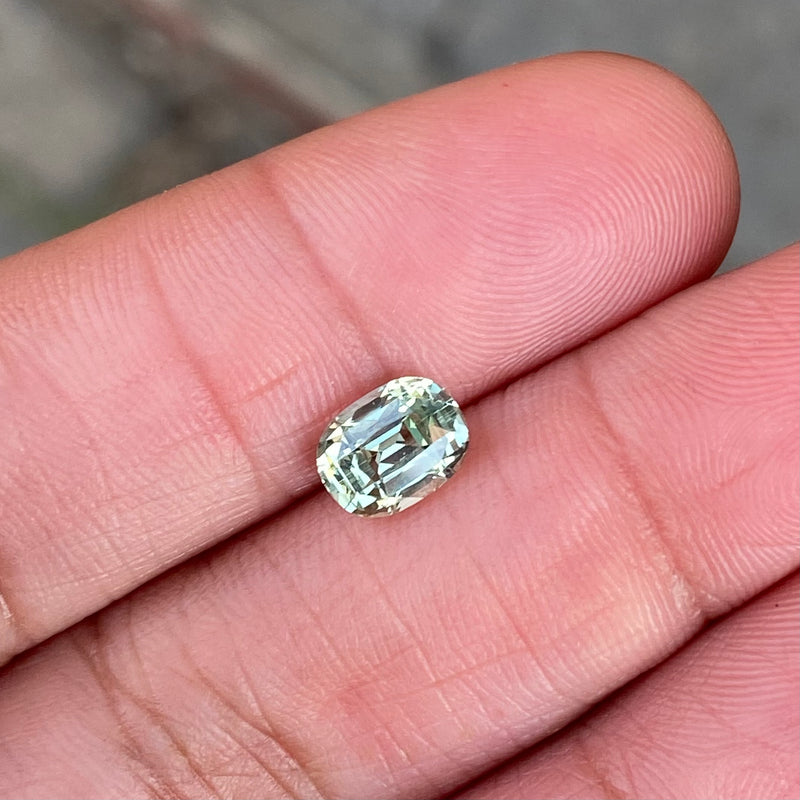 1.56 ct Mint Green Sapphire Cushion Cut Natural Unheated