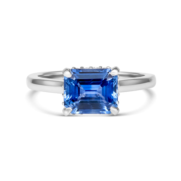 cornflower blue Ceylon sapphire engagement ring