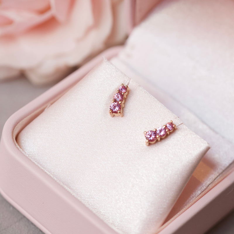 STARLET Pink Sapphire Stud Earrings 18k Rose Gold - Pre-Order