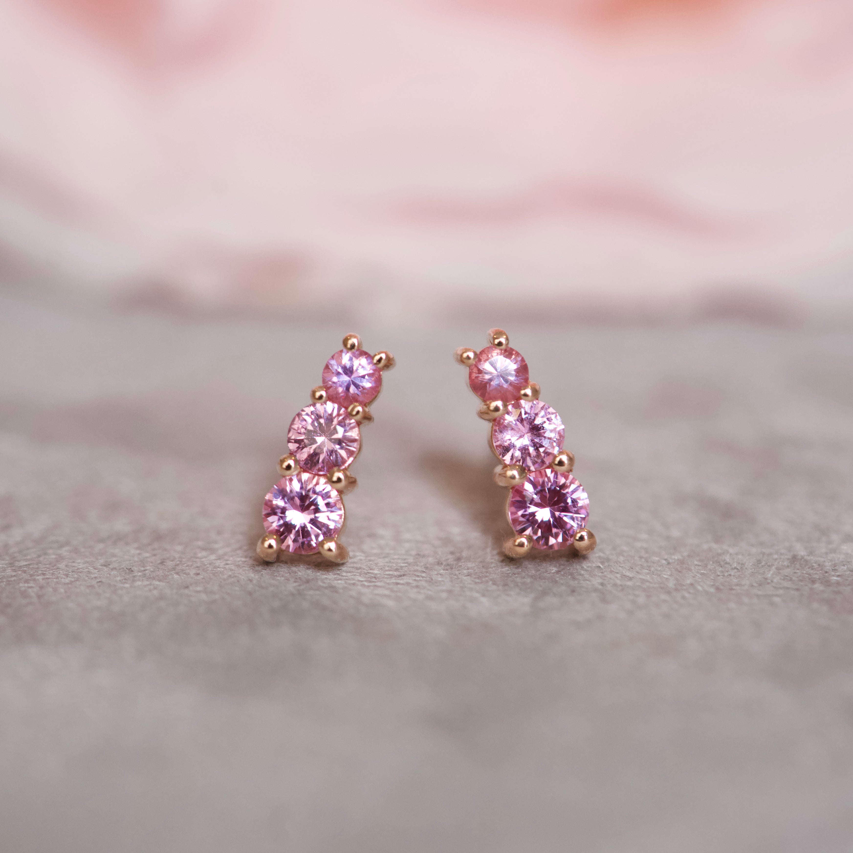 STARLET Pink Sapphire Stud Earrings 18k Rose Gold