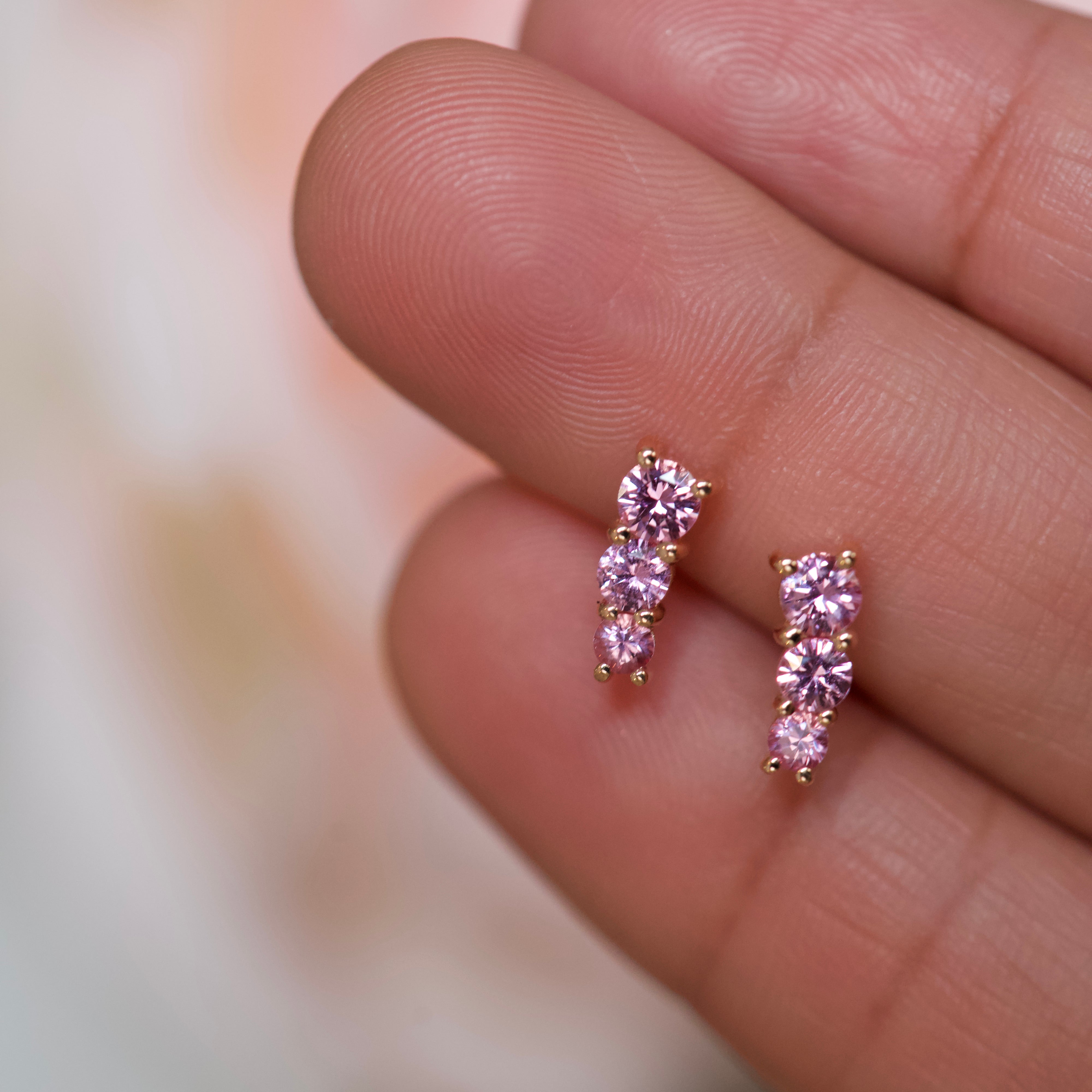 STARLET Pink Sapphire Stud Earrings 18k Rose Gold