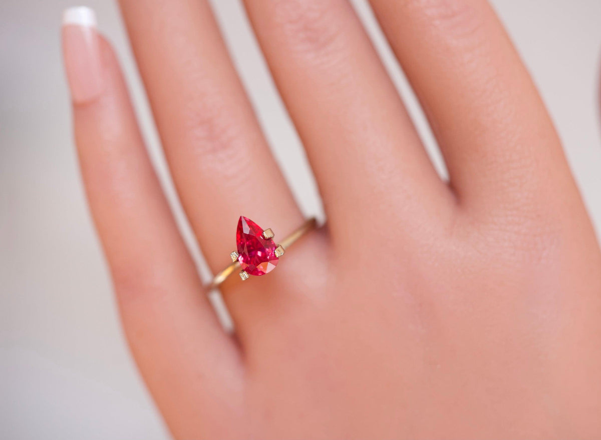 2.00 ct Purplish Red Ruby GIA Certified Unheated Pear Cut Gem
