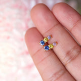 STARLET Multi Colour Blue Sapphire Stud Earrings 18k Yellow Gold