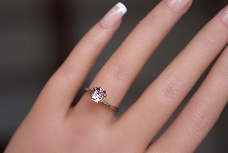 1.64 ct Orangish Pink Emerald Cut Ceylon Sapphire Unheated Gemstone