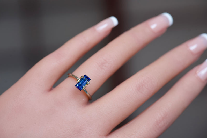 1.53 ct Blue Emerald Cut Ceylon Sapphire Heated Gem