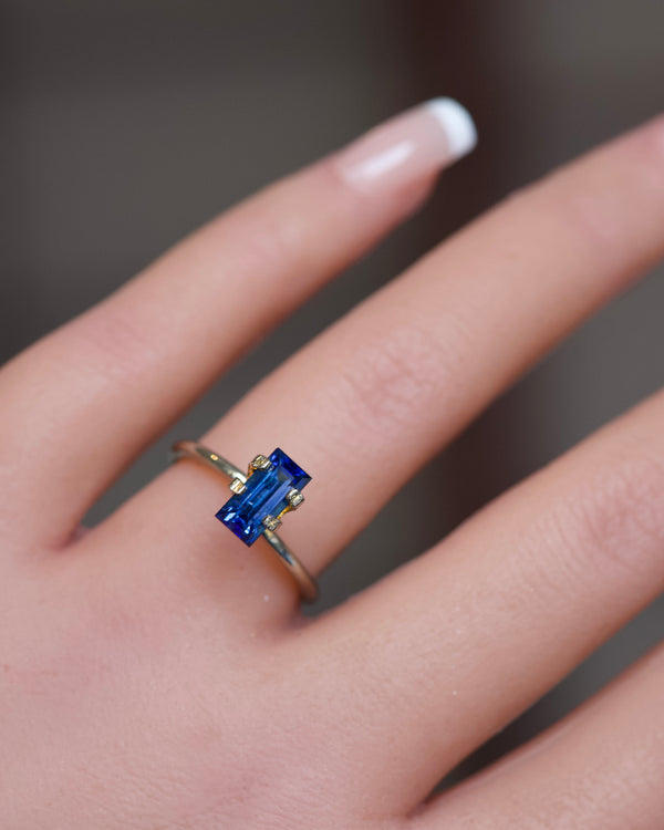 1.53 ct Blue Emerald Cut Ceylon Sapphire Heated Gem