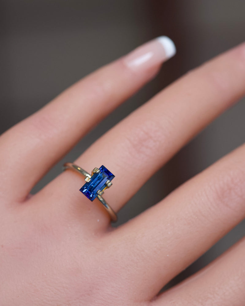 1.53 ct Blue Emerald Cut Ceylon Sapphire Heated Gem