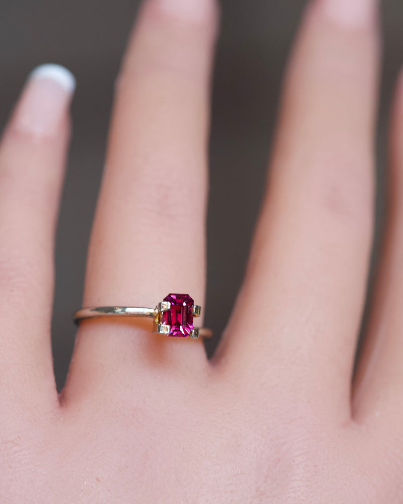 1.07 ct Purplish Pink Emerald Cut Madagascar Sapphire Heated Gem