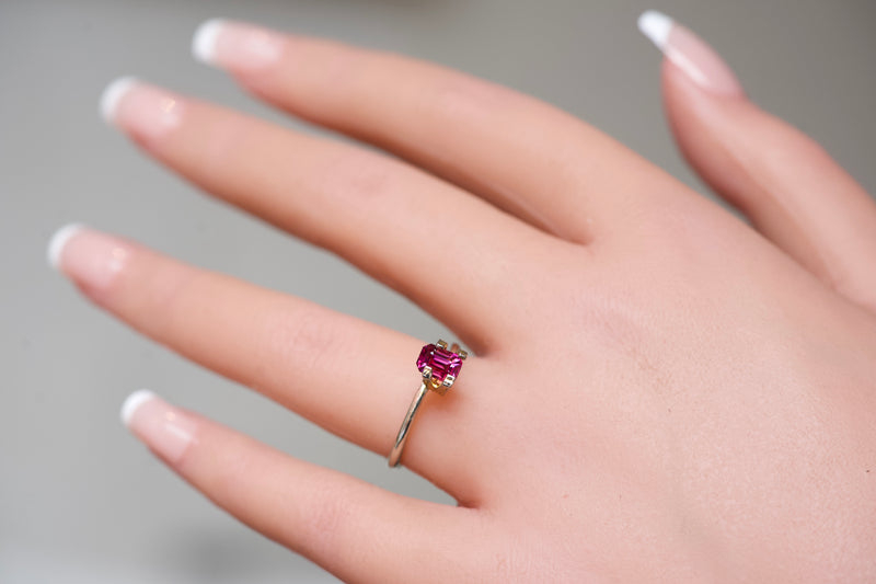 1.07 ct Purplish Pink Emerald Cut Madagascar Sapphire Heated Gem