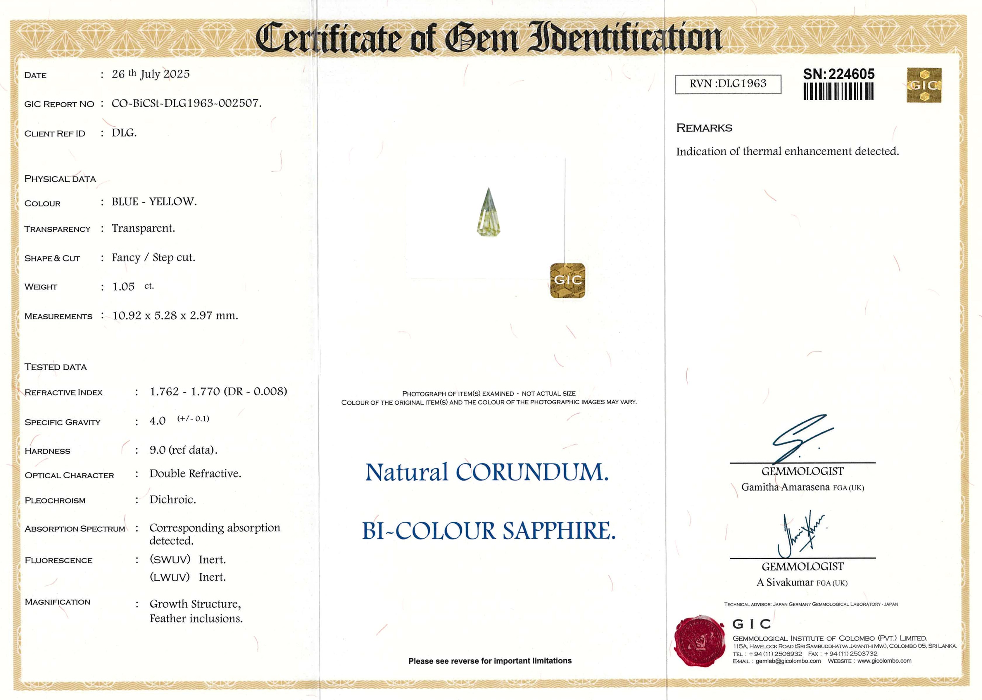 1.05 ct Blue - Yellow Fancy Cut Madagascar Sapphire Heated Gem