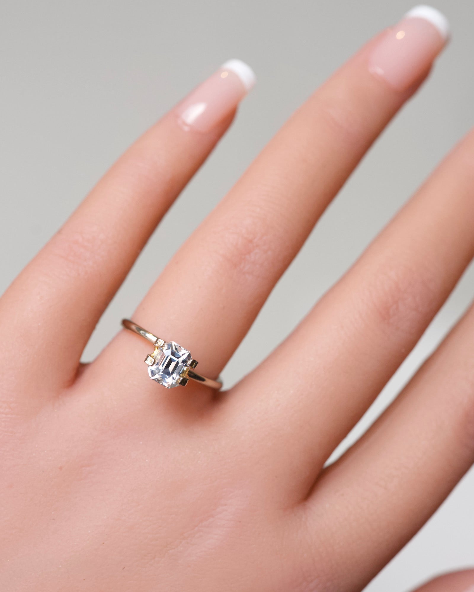 colourless emerald cut sapphire gem from ceylon