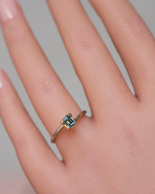 0.64 ct Green Emerald Cut Madagascar Sapphire Unheated Gem