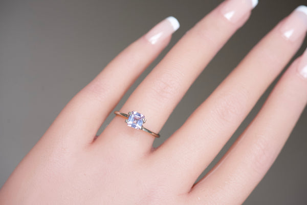 1.28 ct Light Violetish Pink Square Emerald Cut Ceylon Sapphire Heated Gemstone