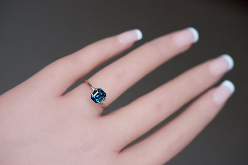 2.03 ct Bluish Green Emerald Cut Madagascar Sapphire