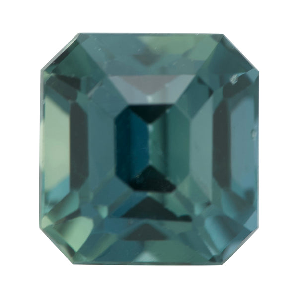 Bluish Green Square Emerald Cut Madagascar Sapphire Unheated Gem