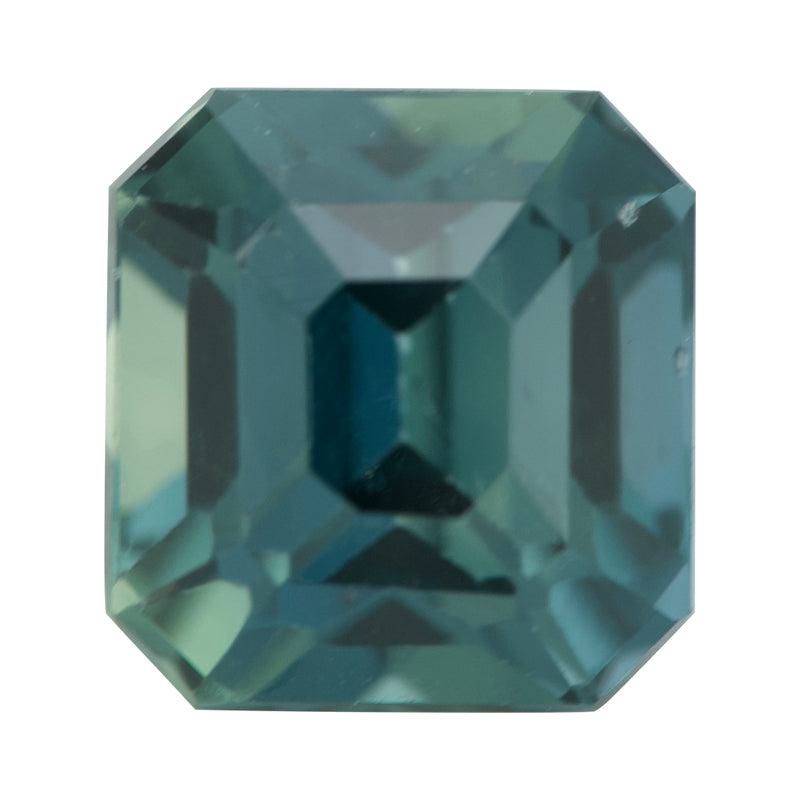 Bluish Green Square Emerald Cut Madagascar Sapphire Unheated Gem