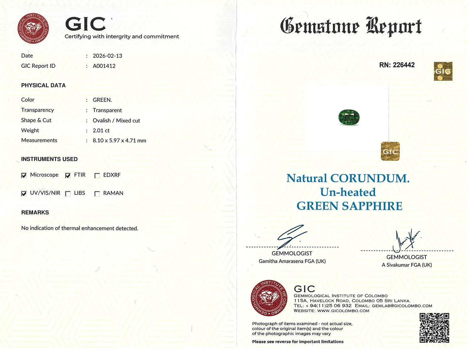 2.01 ct Green Ovalish Cut Madagascar Sapphire Unheated Gemstone