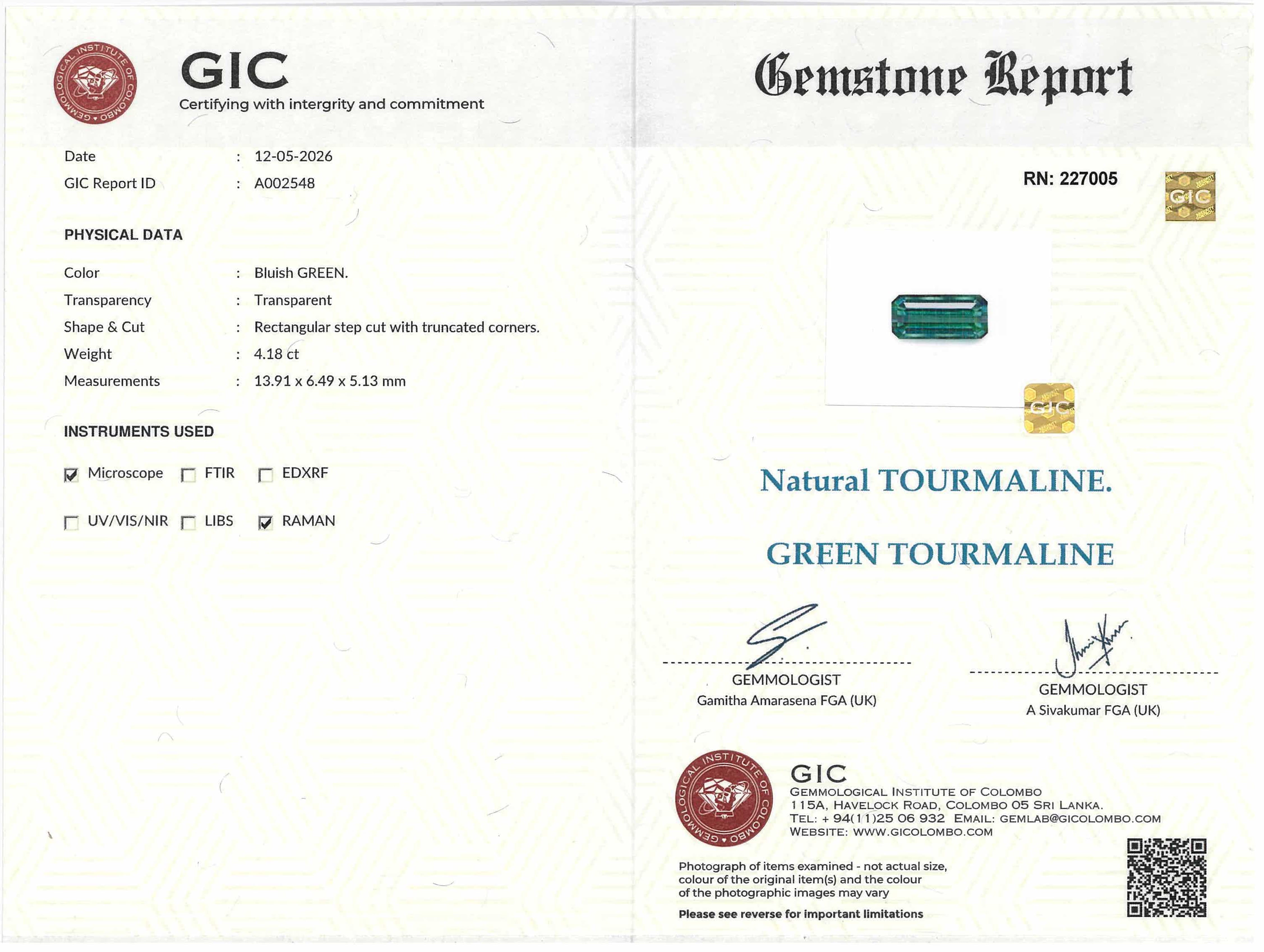 4.18 ct Emerald Cut Indicolite Tourmaline Gemstone