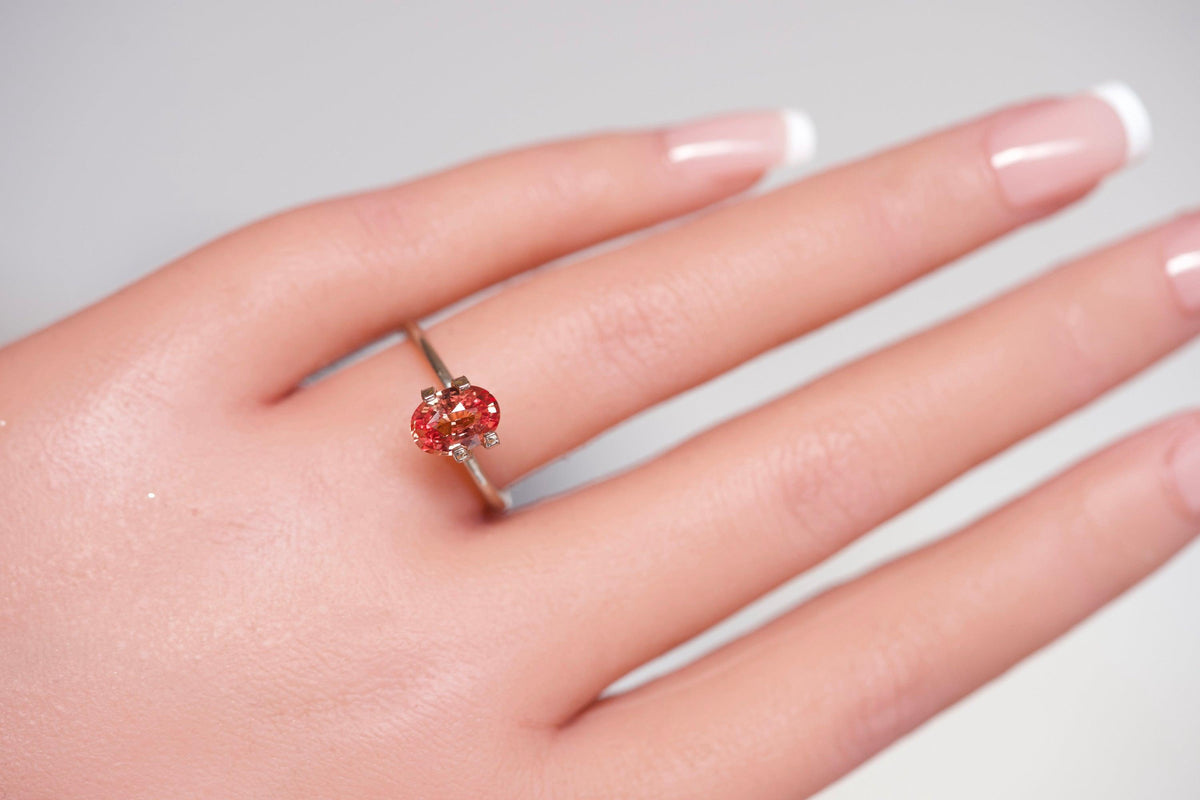 1.64 ct Sunset Padparadscha Sapphire GRS Certified Unheated Oval Cut Gemstone