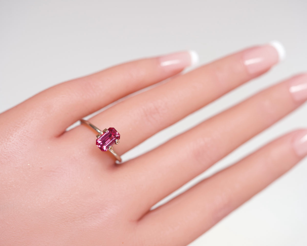 1.95 ct Vivid Raspberry pink Sapphire GIA Certified Heated Emerald Cut Gemstone