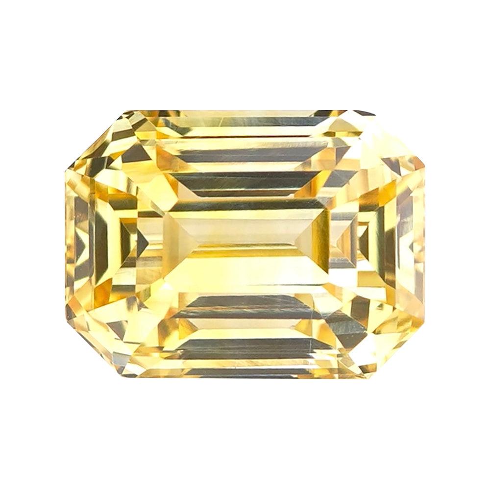 5.23 ct Canary Yellow Sapphire GIA Certified Unheated Emerald Cut Gemstone