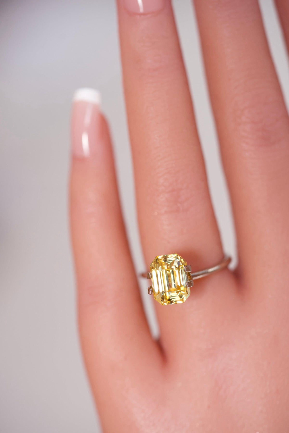 5.23 ct Canary Yellow Sapphire GIA Certified Unheated Emerald Cut Gemstone