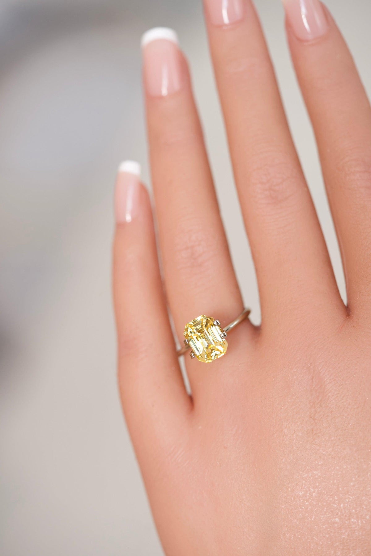 5.23 ct Canary Yellow Sapphire GIA Certified Unheated Emerald Cut Gemstone